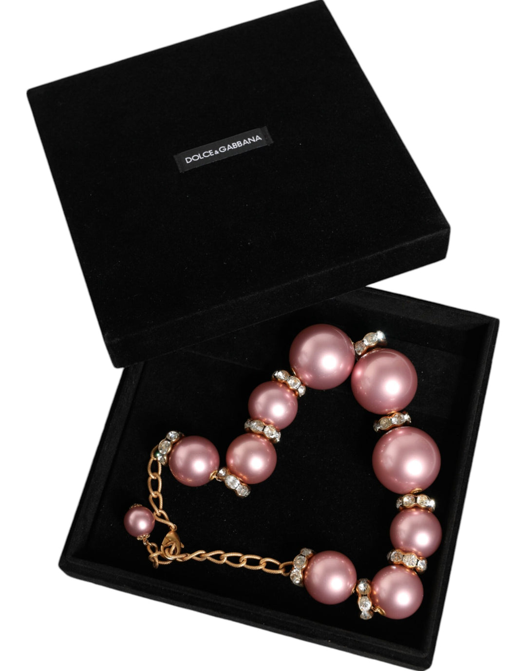 Dolce & Gabbana - Dolce & Gabbana Pink Maxi Faux Pearl Beads Crystals Gold Chain Necklace - SMY10360 - Ask Me Wear