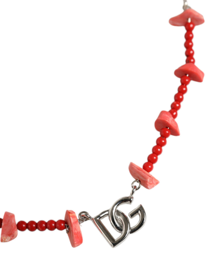 Dolce & Gabbana - Dolce & Gabbana Silver Tone Brass Beaded Resin DG Logo Chain Necklace - SMY10365 - Ask Me Wear