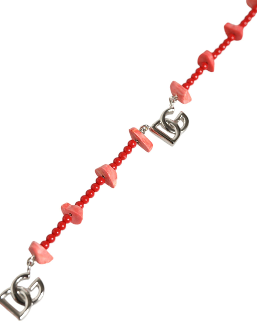 Dolce & Gabbana - Dolce & Gabbana Silver Tone Brass Beaded Resin DG Logo Chain Necklace - SMY10365 - Ask Me Wear