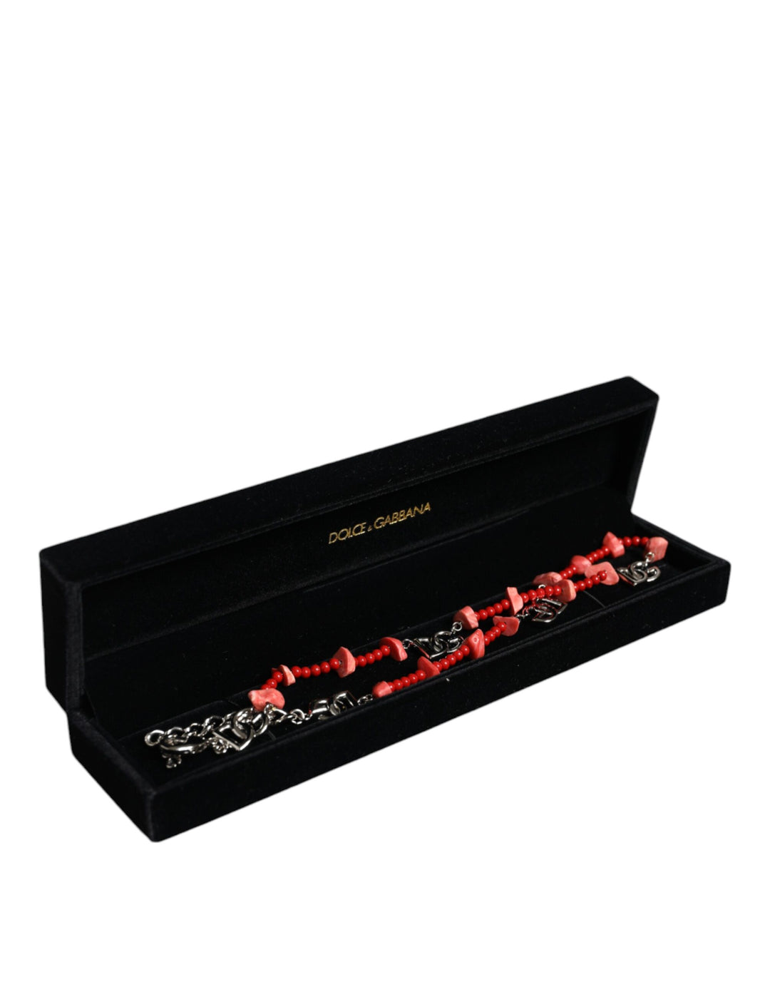 Dolce & Gabbana - Dolce & Gabbana Silver Tone Brass Beaded Resin DG Logo Chain Necklace - SMY10365 - Ask Me Wear