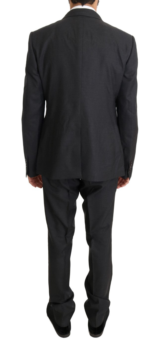 Dolce & Gabbana Elegant Gray Double Breasted Wool Silk Suit