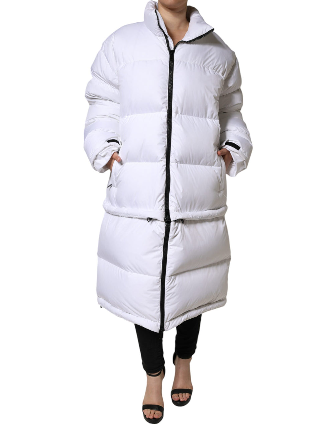 Dolce & Gabbana - Dolce & Gabbana White Puffer Quilted Full Zip Coat Jacket - JKT3815 - 40 - Ask Me Wear