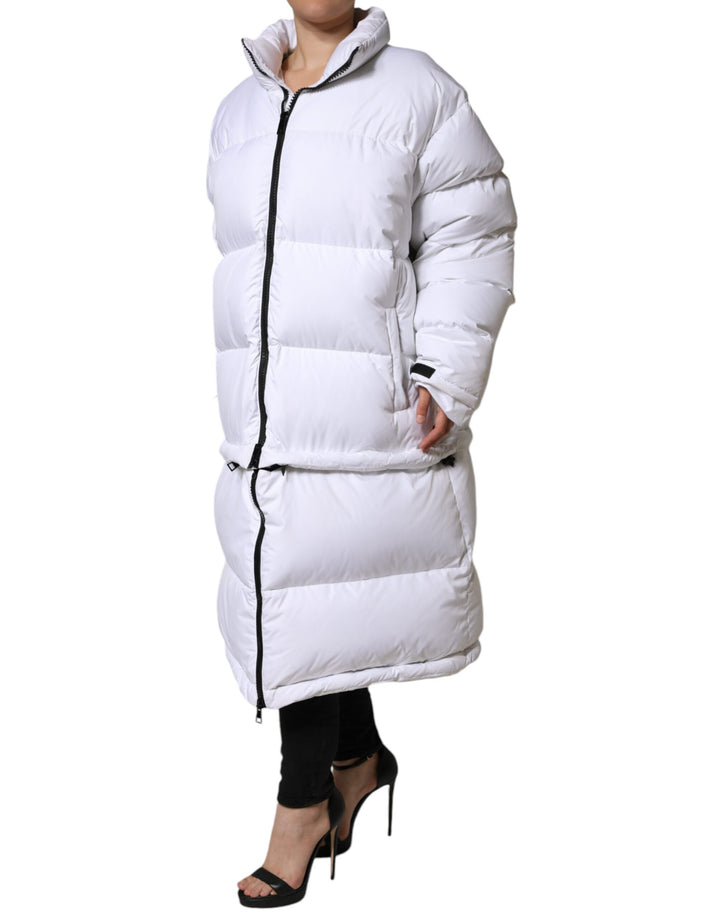 Dolce & Gabbana - Dolce & Gabbana White Puffer Quilted Full Zip Coat Jacket - JKT3815 - 40 - Ask Me Wear