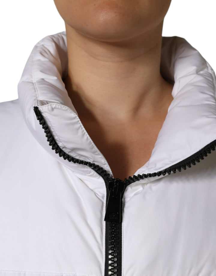 Dolce & Gabbana - Dolce & Gabbana White Puffer Quilted Full Zip Coat Jacket - JKT3815 - 40 - Ask Me Wear