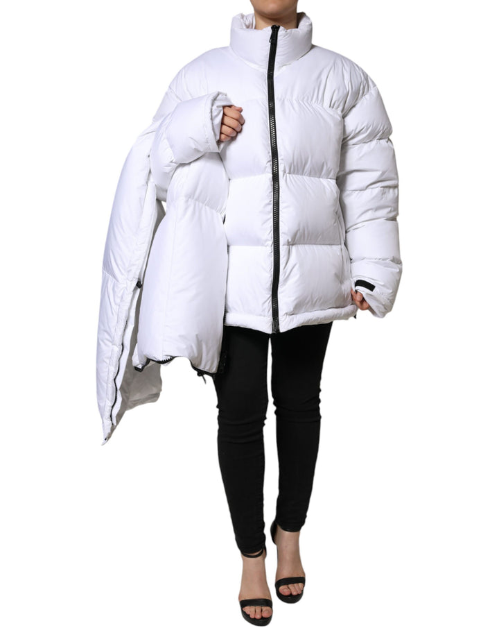 Dolce & Gabbana - Dolce & Gabbana White Puffer Quilted Full Zip Coat Jacket - JKT3815 - 40 - Ask Me Wear