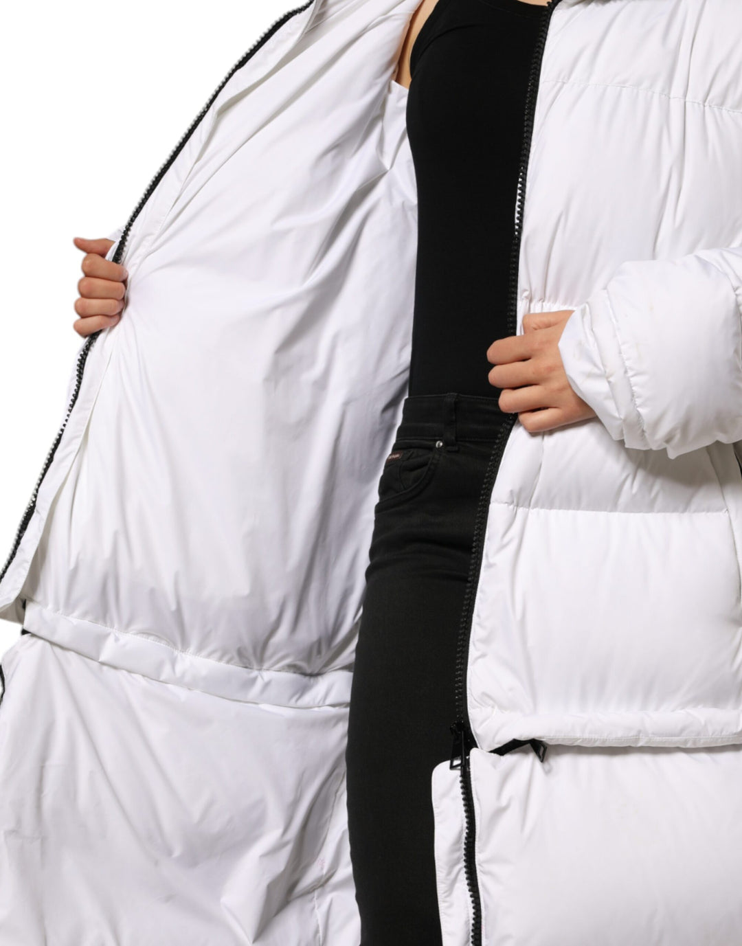 Dolce & Gabbana - Dolce & Gabbana White Puffer Quilted Full Zip Coat Jacket - JKT3815 - 40 - Ask Me Wear