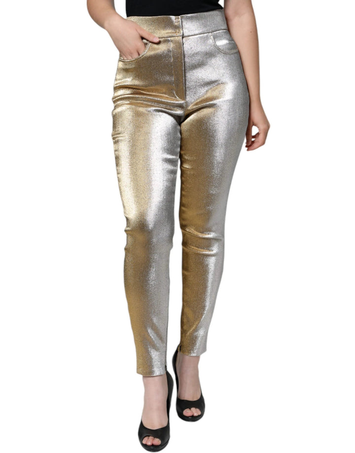 Dolce &amp; Gabbana Sample Sale Dolce &amp; Gabbana Metallic Gold High Waist Skinny Pants - | Designer outlet