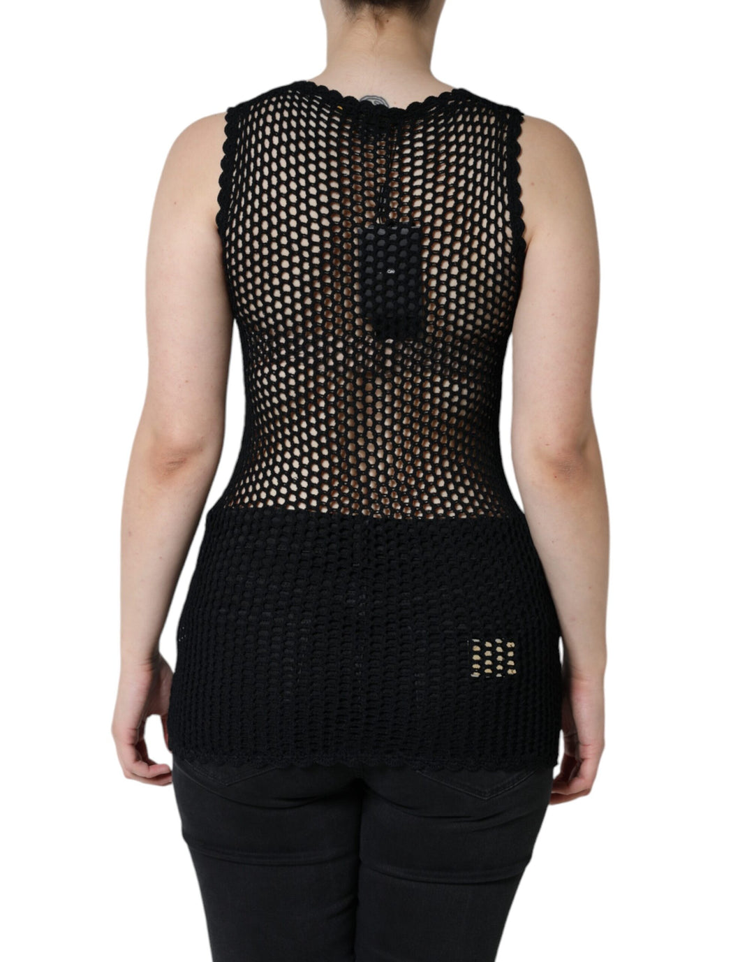 Dolce &amp; Gabbana Sample Sale Dolce &amp; Gabbana Black Mesh See Through Sleeveless Tank Top - | Designer outlet