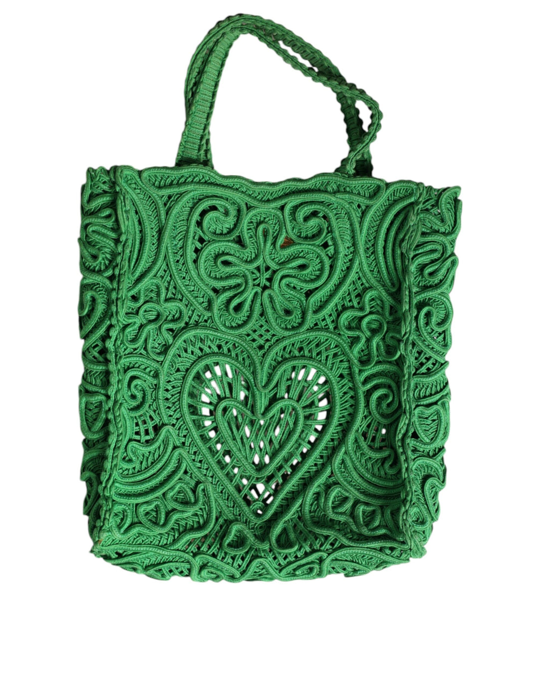 Dolce & Gabbana - Dolce & Gabbana Green Small Cordonetto Lace Beatrice Tote Bag - BAG4122 - Ask Me Wear