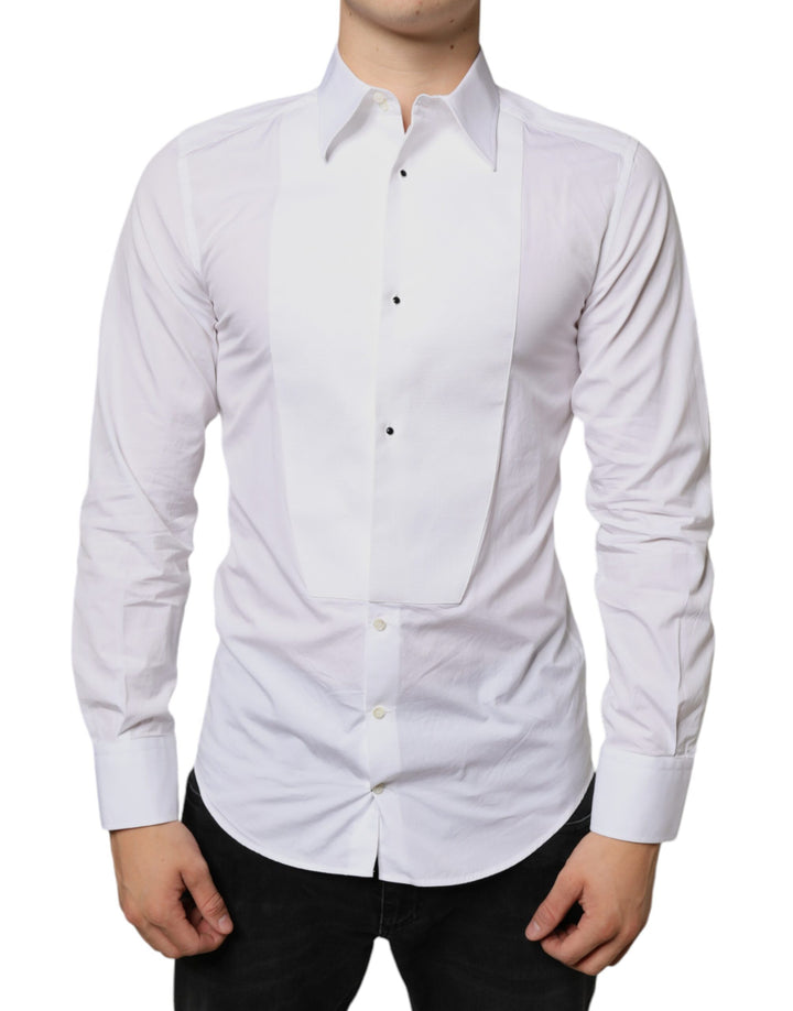 Dolce &amp; Gabbana White Bib Cotton Poplin Formal Dress Shirt by Dolce &amp; Gabbana outlet now on sale