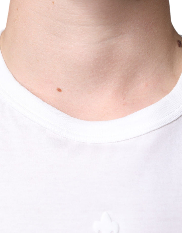 Dolce &amp; Gabbana Sample Sale Dolce &amp; Gabbana White Logo Embossed Cotton Crewneck T-shirt - | Designer outlet
