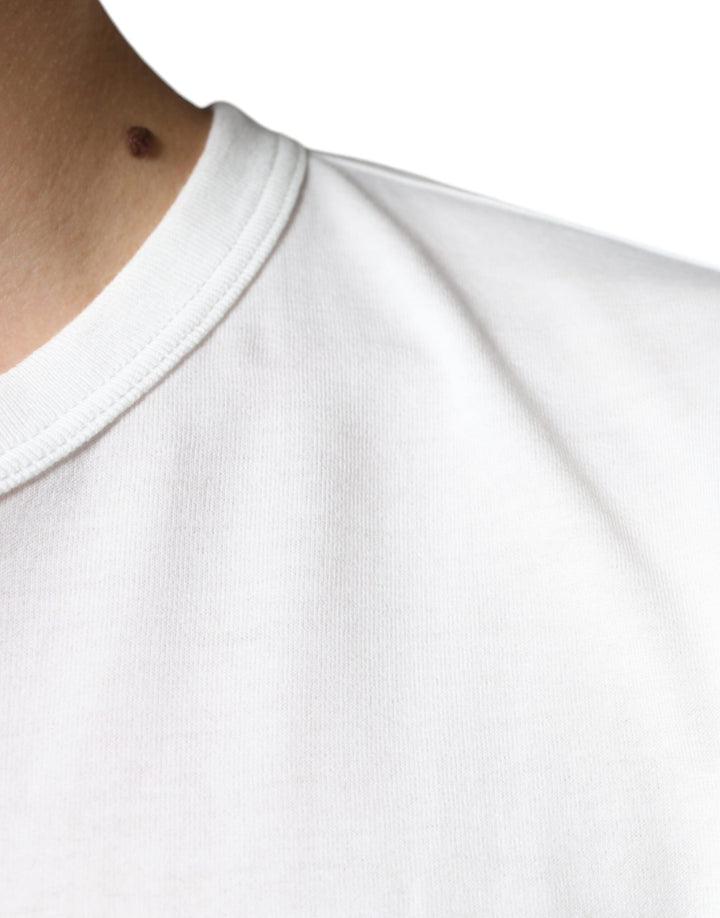 Dolce &amp; Gabbana Sample Sale Dolce &amp; Gabbana White Logo Embossed Cotton Crewneck T-shirt - | Designer outlet