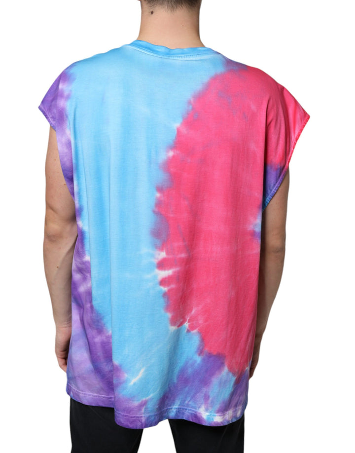 Dolce &amp; Gabbana Multicolor Tie Dye Cotton Sleeveless T-shirt by Dolce &amp; Gabbana outlet now on sale