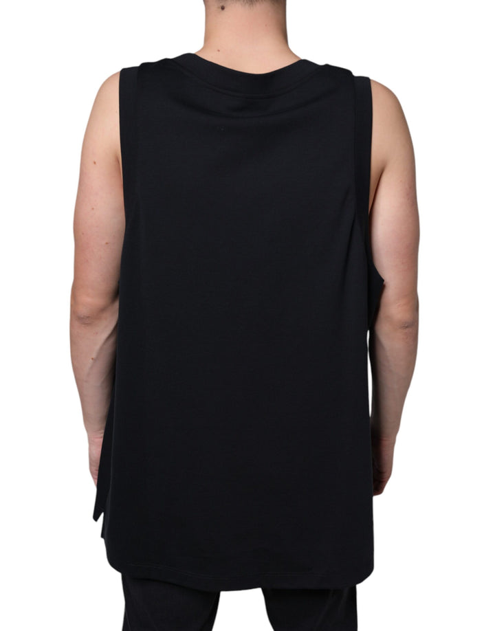 Dolce &amp; Gabbana Black Cotton Born To Be Free Sleeveless T-shirt by Dolce &amp; Gabbana outlet now on sale