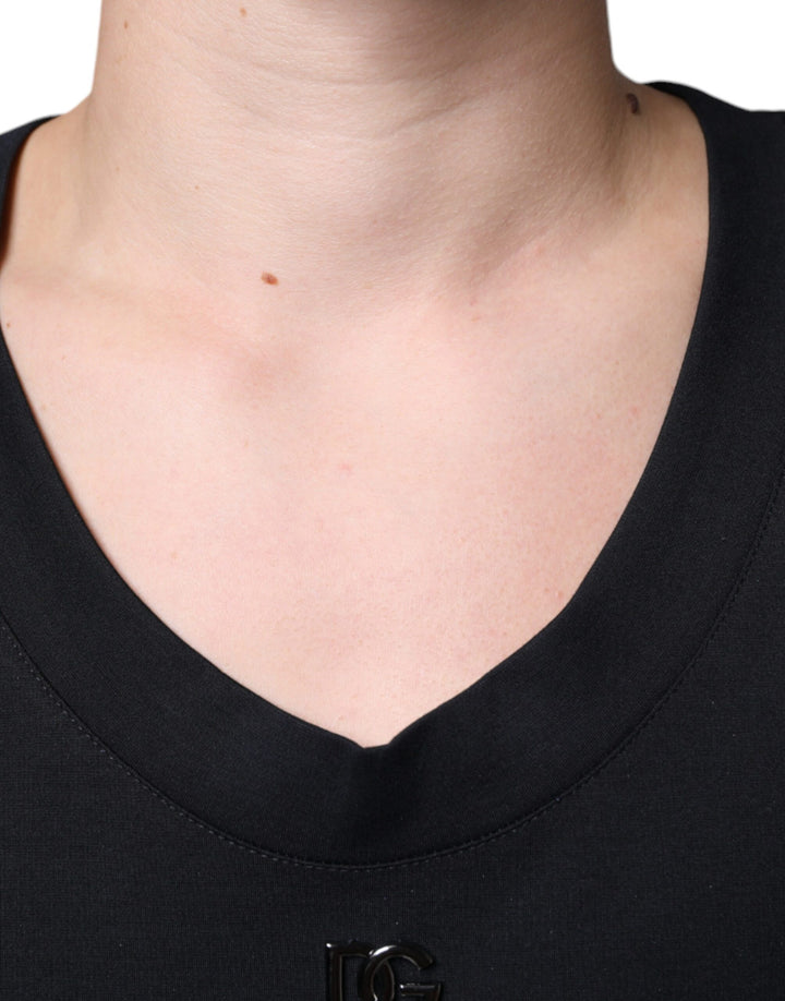 Dolce &amp; Gabbana Black Cotton Born To Be Free Sleeveless T-shirt by Dolce &amp; Gabbana outlet now on sale