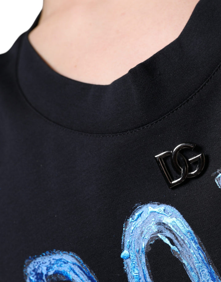 Dolce &amp; Gabbana Black Cotton Born To Be Free Sleeveless T-shirt by Dolce &amp; Gabbana outlet now on sale