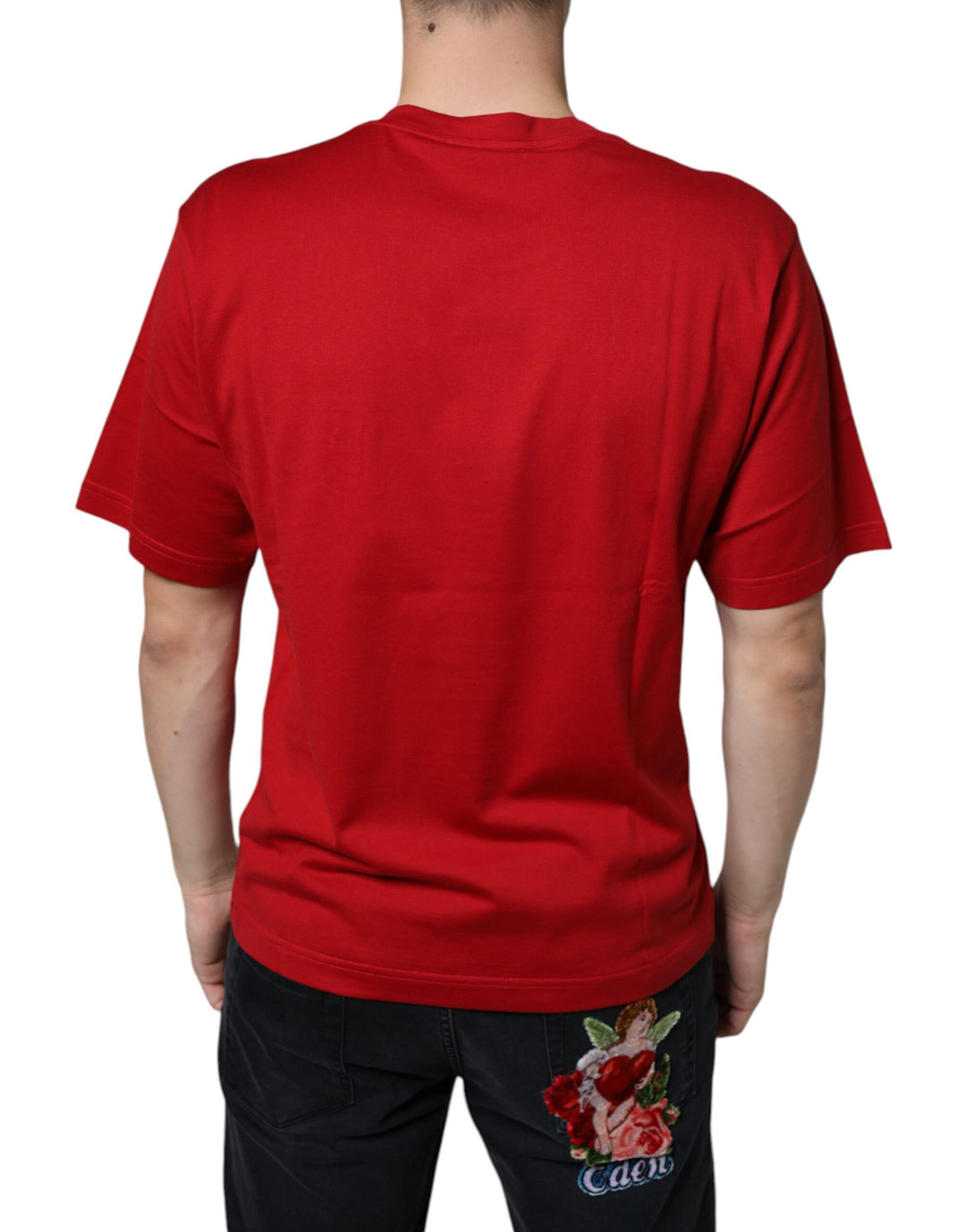 Dolce &amp; Gabbana Sample Sale Dolce &amp; Gabbana Red Cotton DG Logo Print Crew Neck T-shirt - | Designer outlet