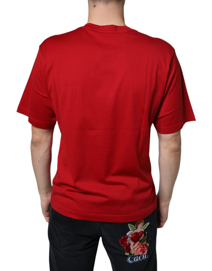 Dolce &amp; Gabbana Sample Sale Dolce &amp; Gabbana Red Cotton DG Logo Print Crew Neck T-shirt - | Designer outlet