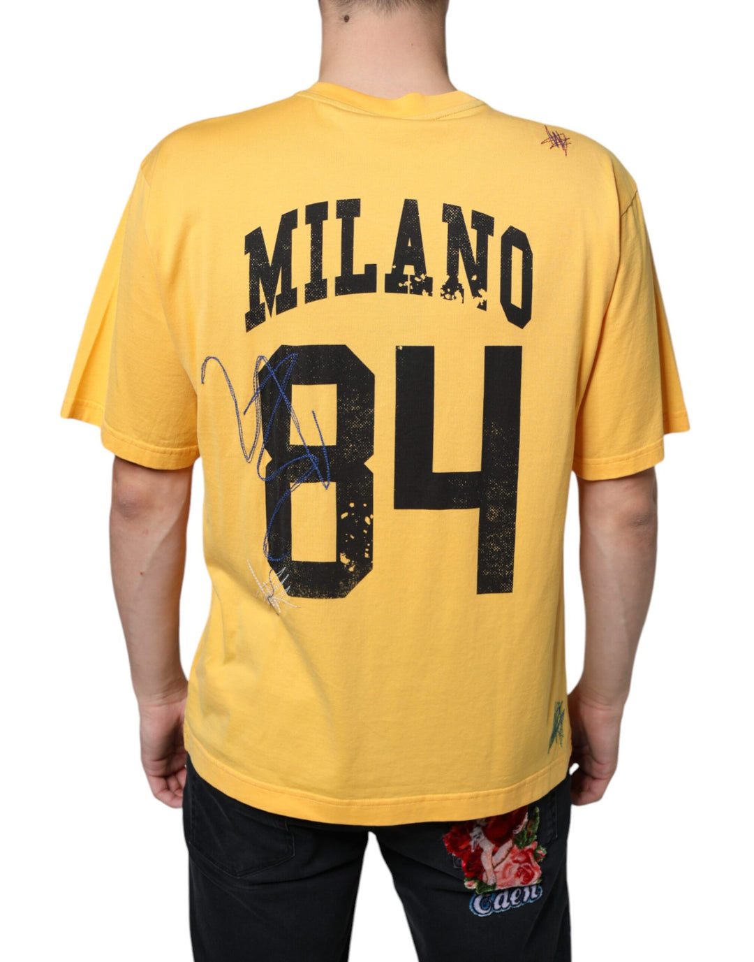 Dolce &amp; Gabbana Sample Sale Dolce &amp; Gabbana Yellow Secret Graden Floral Cotton Crew Neck T-shirt - | Designer outlet
