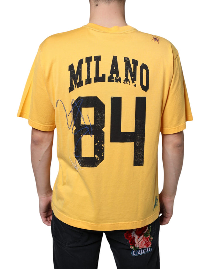 Dolce &amp; Gabbana Sample Sale Dolce &amp; Gabbana Yellow Secret Graden Floral Cotton Crew Neck T-shirt - | Designer outlet