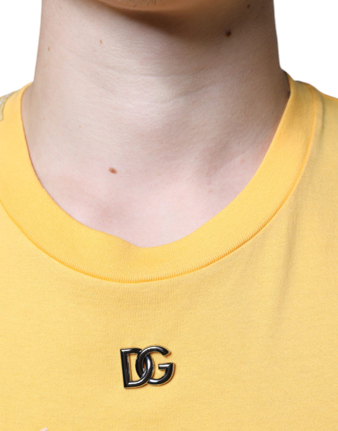 Dolce &amp; Gabbana Sample Sale Dolce &amp; Gabbana Yellow Secret Graden Floral Cotton Crew Neck T-shirt - | Designer outlet