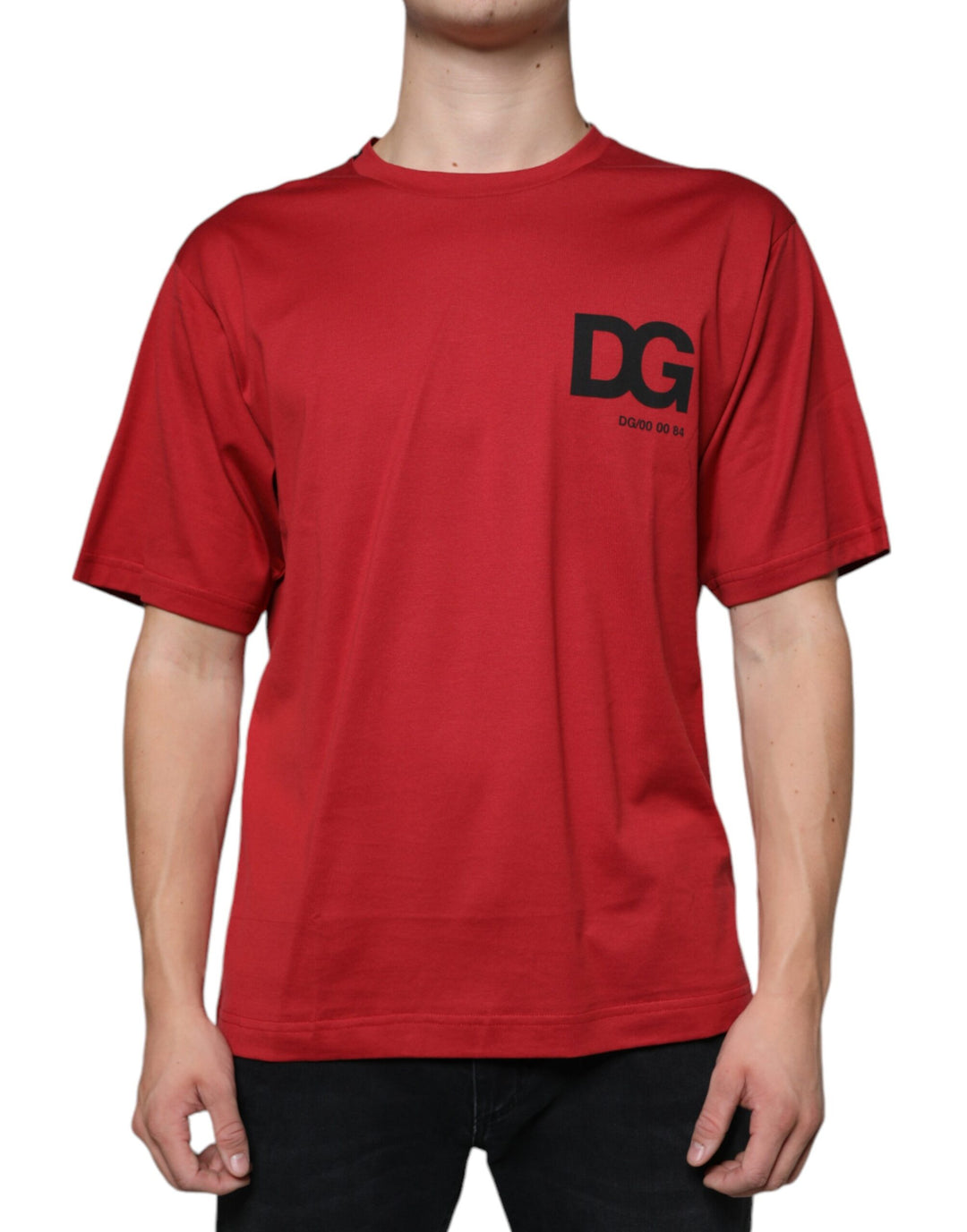 Dolce &amp; Gabbana Sample Sale Dolce &amp; Gabbana Red Cotton DG Logo Print Crew Neck T-shirt - | Designer outlet