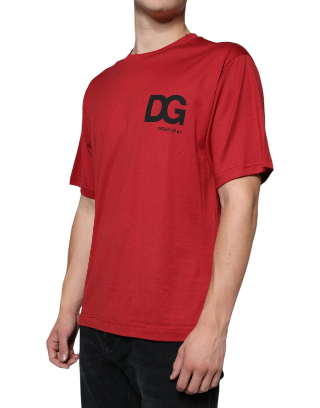 Dolce &amp; Gabbana Sample Sale Dolce &amp; Gabbana Red Cotton DG Logo Print Crew Neck T-shirt - | Designer outlet