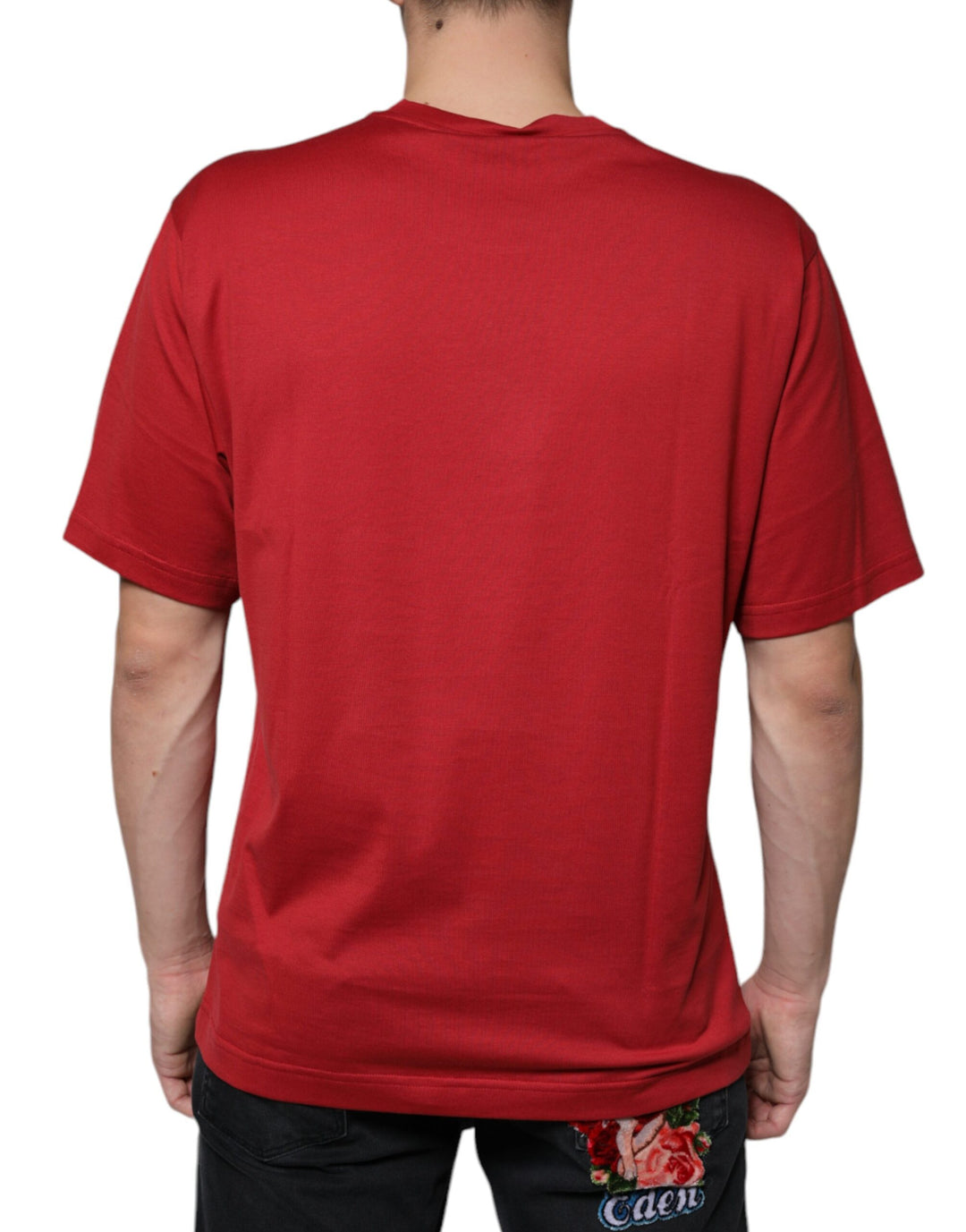 Dolce &amp; Gabbana Sample Sale Dolce &amp; Gabbana Red Cotton DG Logo Print Crew Neck T-shirt - | Designer outlet