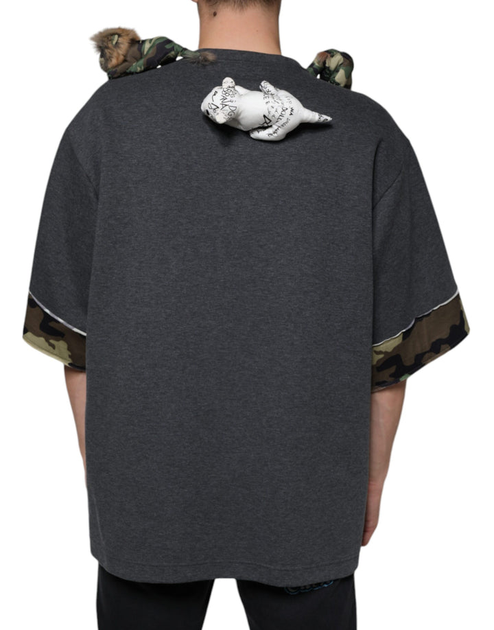 Dolce &amp; Gabbana Sample Sale Dolce &amp; Gabbana Gray Camouflage Animal Stuff Cotton T-shirt - | Designer outlet
