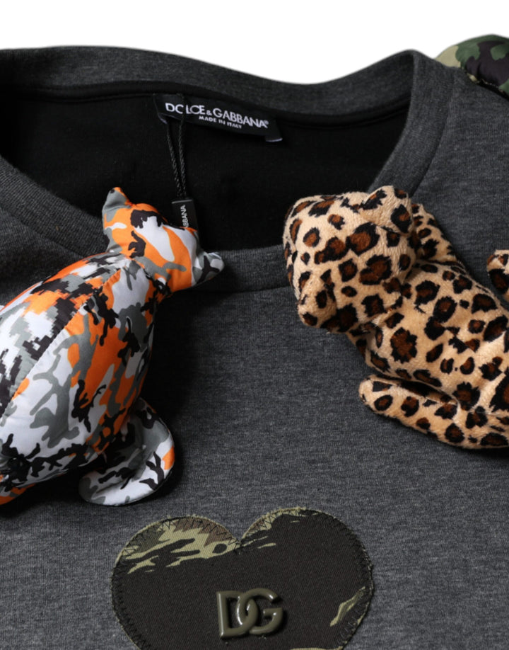Dolce &amp; Gabbana Sample Sale Dolce &amp; Gabbana Gray Camouflage Animal Stuff Cotton T-shirt - | Designer outlet