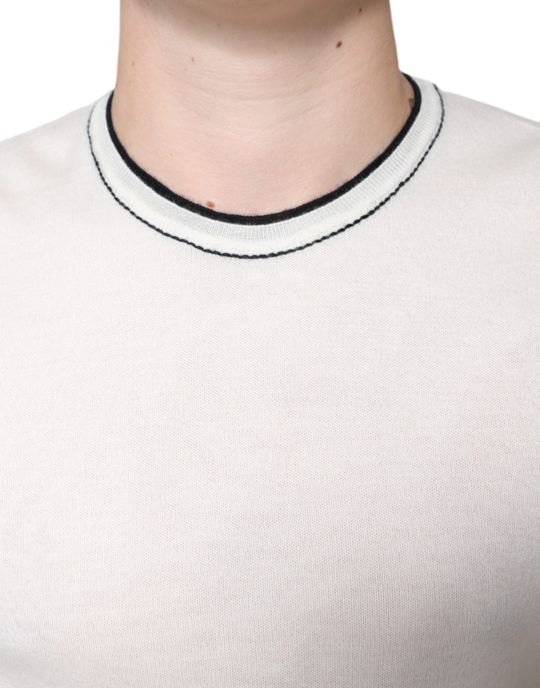 Dolce &amp; Gabbana Off White Cashmere Short Sleeves T-shirt by Dolce &amp; Gabbana outlet now on sale