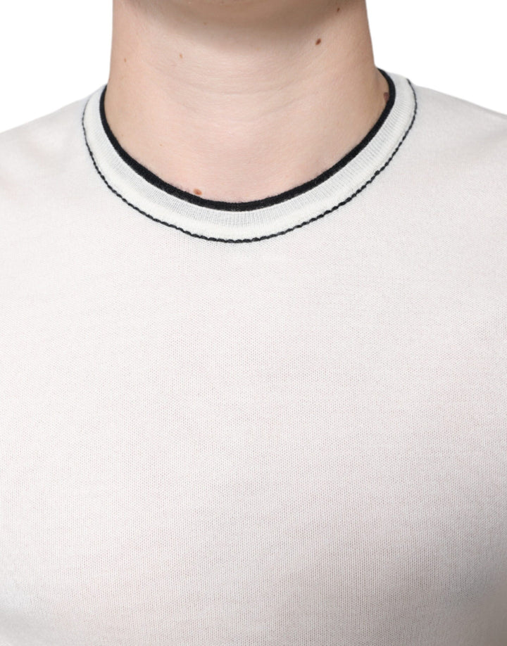 Dolce &amp; Gabbana Off White Cashmere Short Sleeves T-shirt by Dolce &amp; Gabbana outlet now on sale
