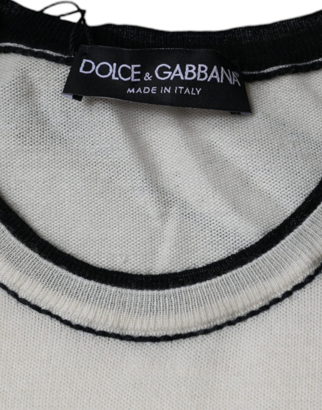 Dolce &amp; Gabbana Off White Cashmere Short Sleeves T-shirt by Dolce &amp; Gabbana outlet now on sale