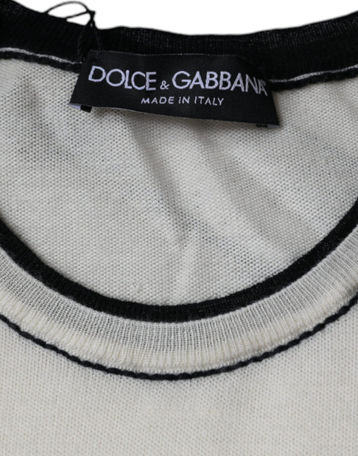 Dolce &amp; Gabbana Off White Cashmere Short Sleeves T-shirt by Dolce &amp; Gabbana outlet now on sale