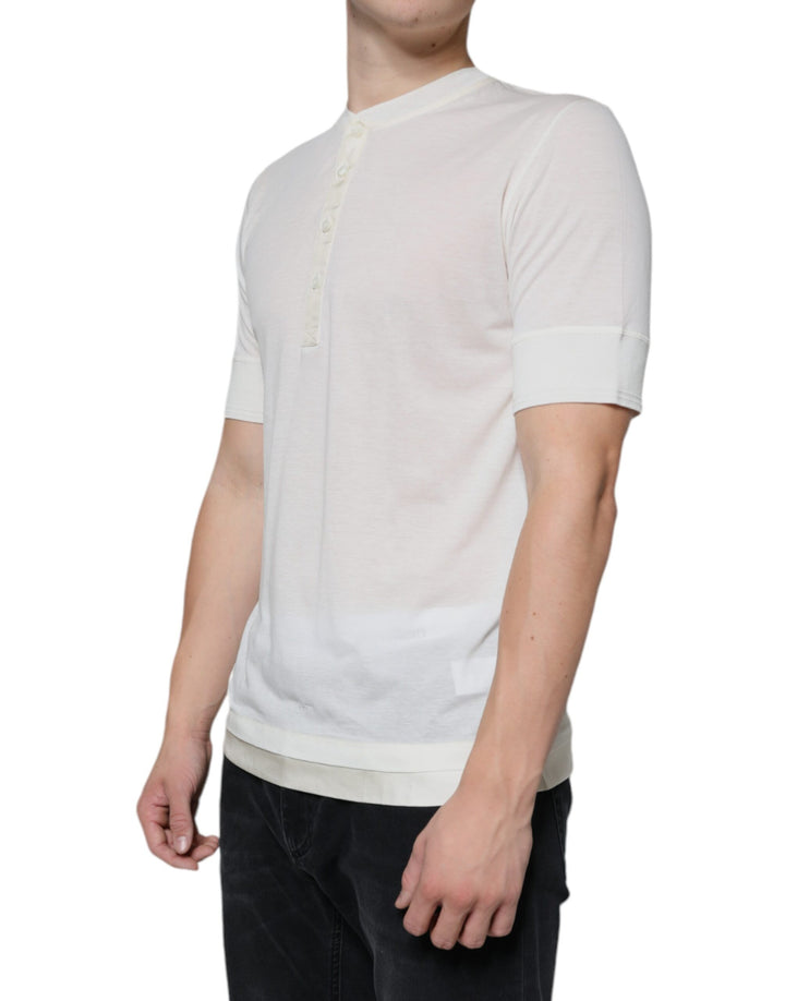 Dolce &amp; Gabbana Off White Cotton Short Sleeves T-shirt by Dolce &amp; Gabbana outlet now on sale