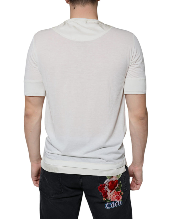 Dolce &amp; Gabbana Off White Cotton Short Sleeves T-shirt by Dolce &amp; Gabbana outlet now on sale