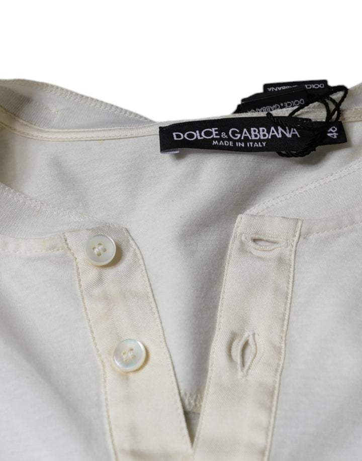 Dolce &amp; Gabbana Off White Cotton Short Sleeves T-shirt by Dolce &amp; Gabbana outlet now on sale