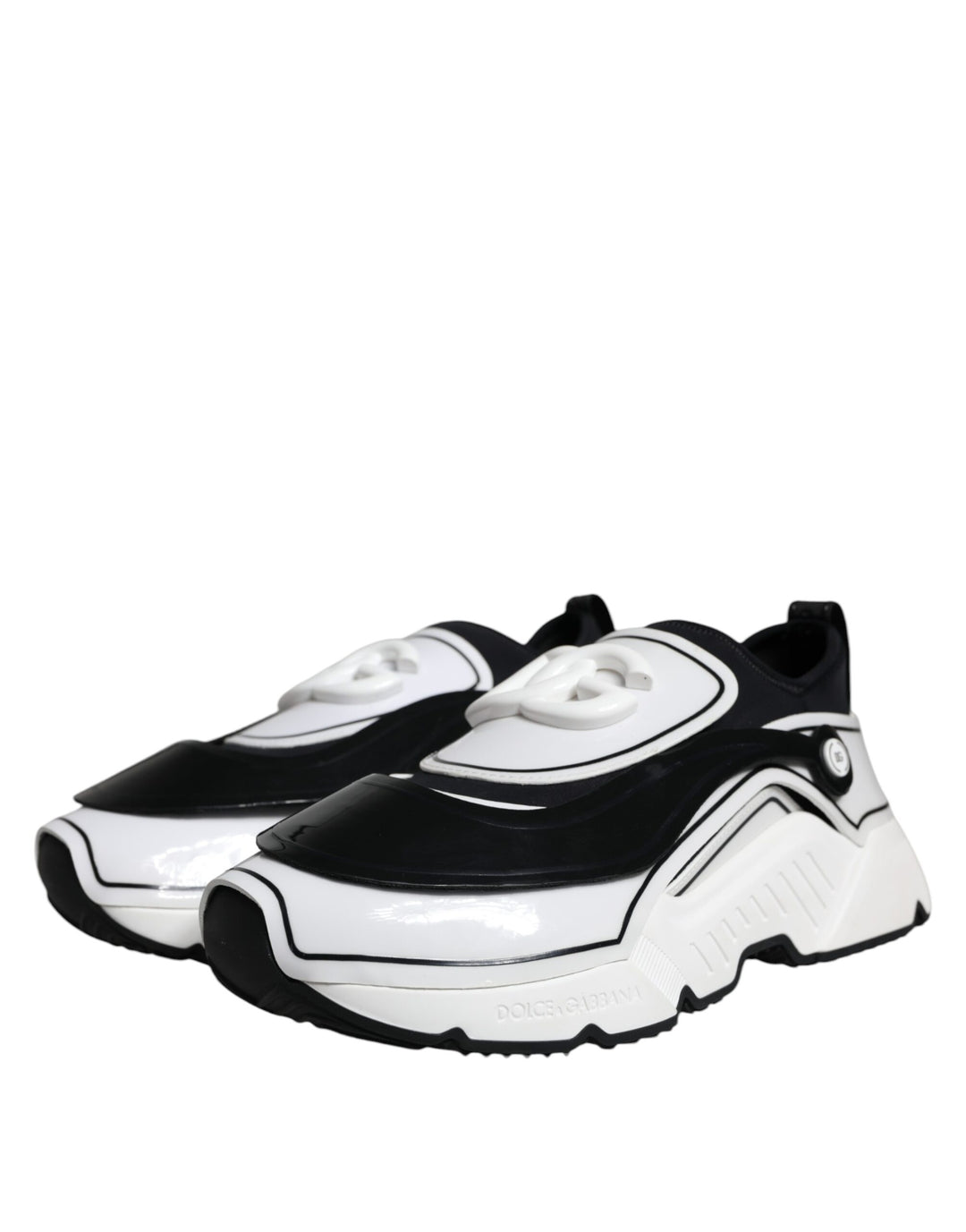 Dolce &amp; Gabbana Sample Sale Dolce &amp; Gabbana White Black Logo Plaque Daymaster Sneakers Shoes - | Designer outlet