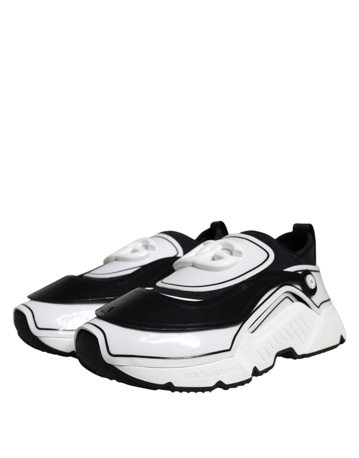 Dolce &amp; Gabbana Sample Sale Dolce &amp; Gabbana White Black Logo Plaque Daymaster Sneakers Shoes - | Designer outlet