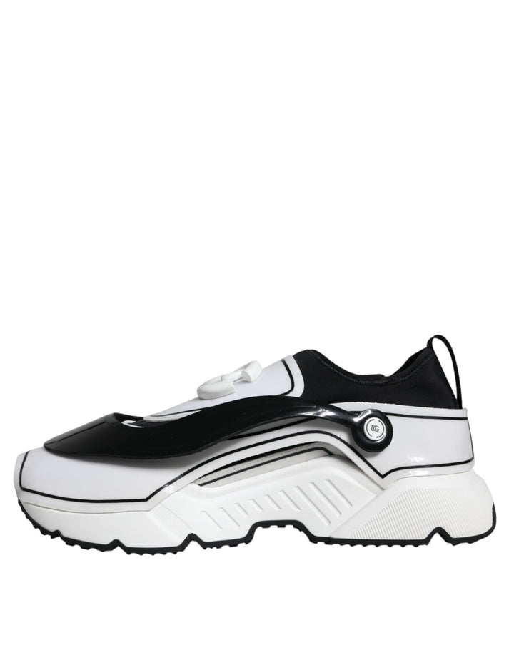 Dolce &amp; Gabbana Sample Sale Dolce &amp; Gabbana White Black Logo Plaque Daymaster Sneakers Shoes - | Designer outlet