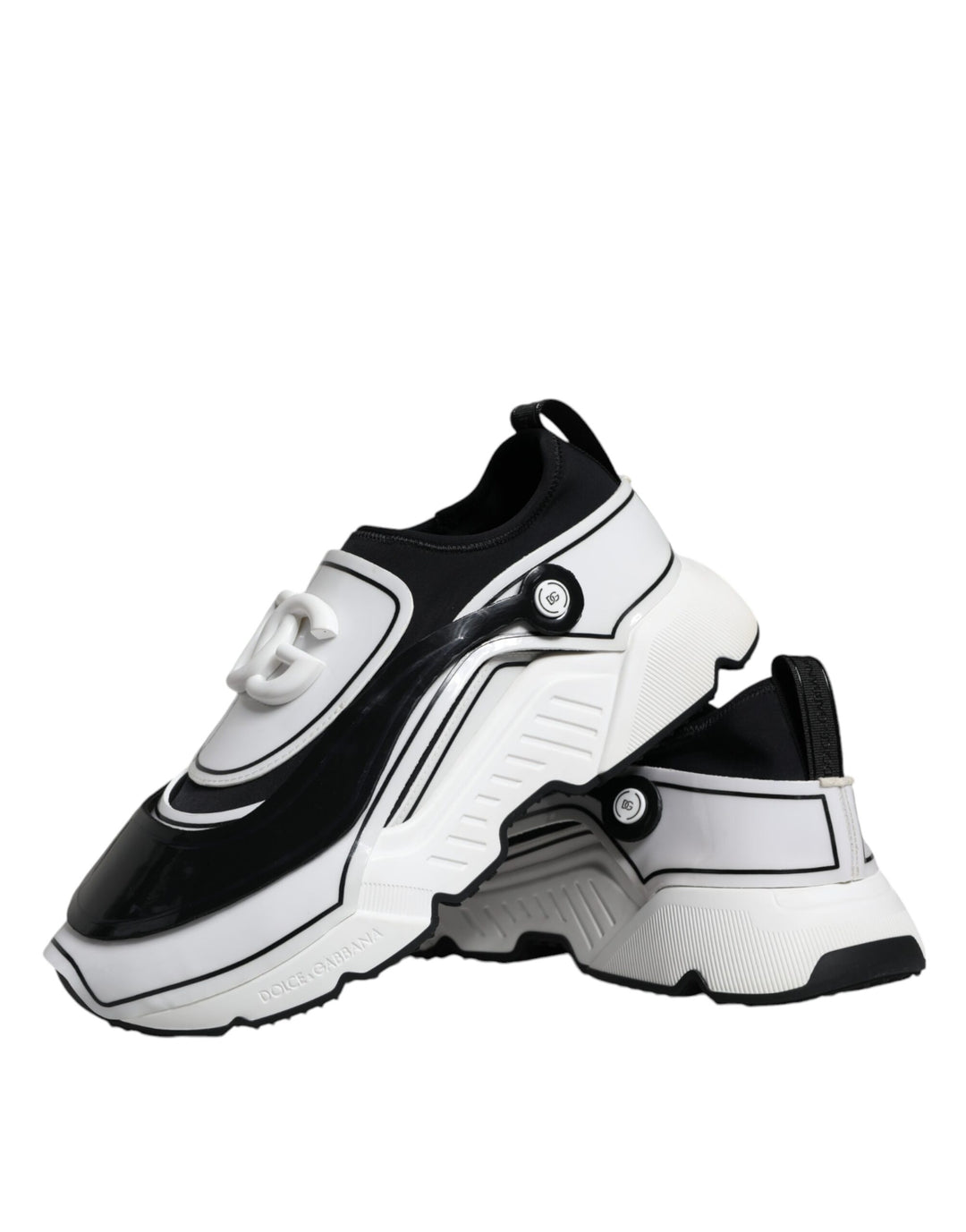 Dolce &amp; Gabbana Sample Sale Dolce &amp; Gabbana White Black Logo Plaque Daymaster Sneakers Shoes - | Designer outlet