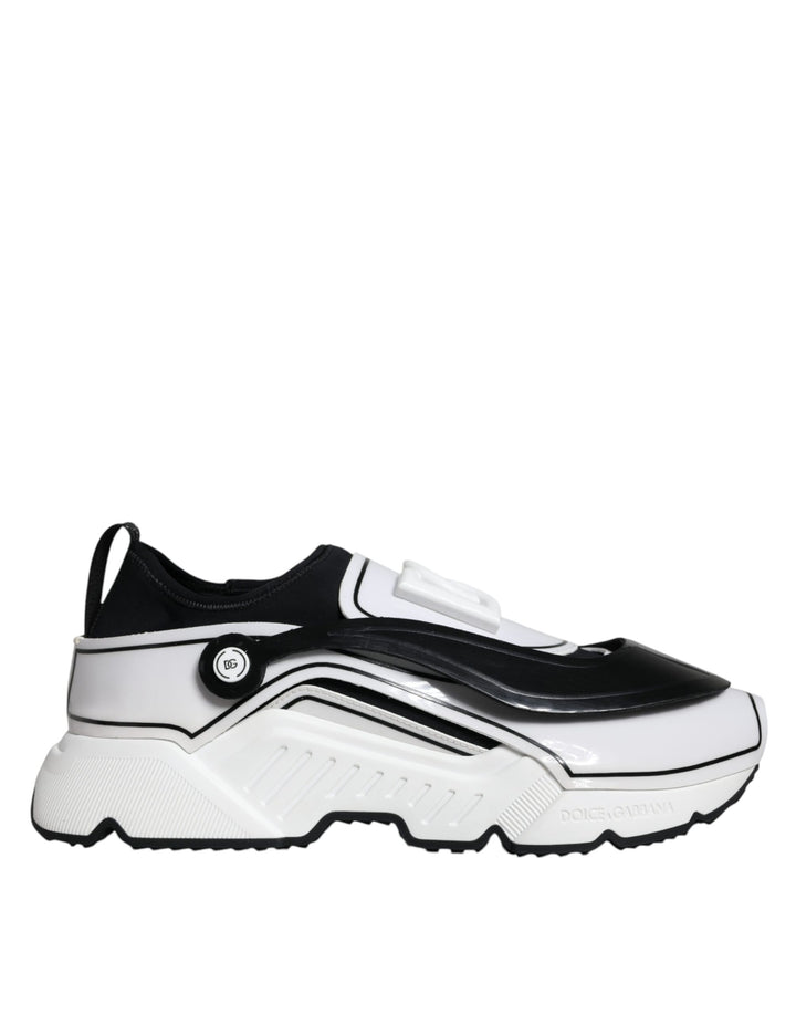 Dolce &amp; Gabbana Sample Sale Dolce &amp; Gabbana White Black Logo Plaque Daymaster Sneakers Shoes - | Designer outlet
