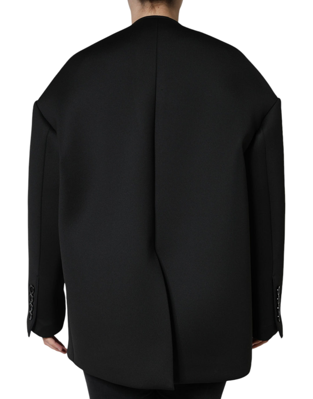 Dolce & Gabbana - Dolce & Gabbana Black Polyester Double Breasted Coat Jacket - JKT4174 - 44 - Ask Me Wear