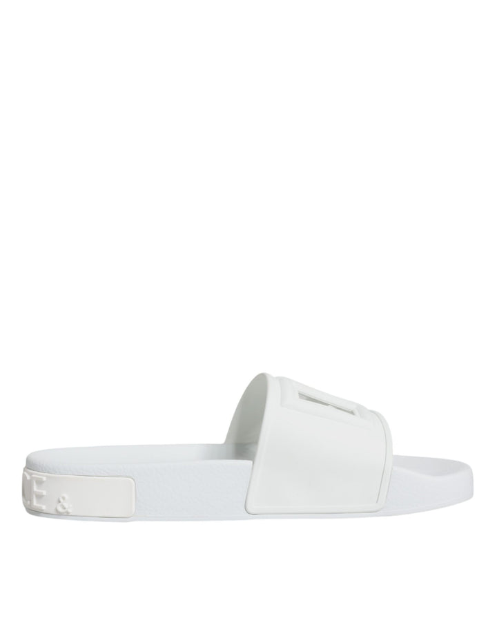 Dolce & Gabbana White Rubber Slides Sandals Beachwear Shoes