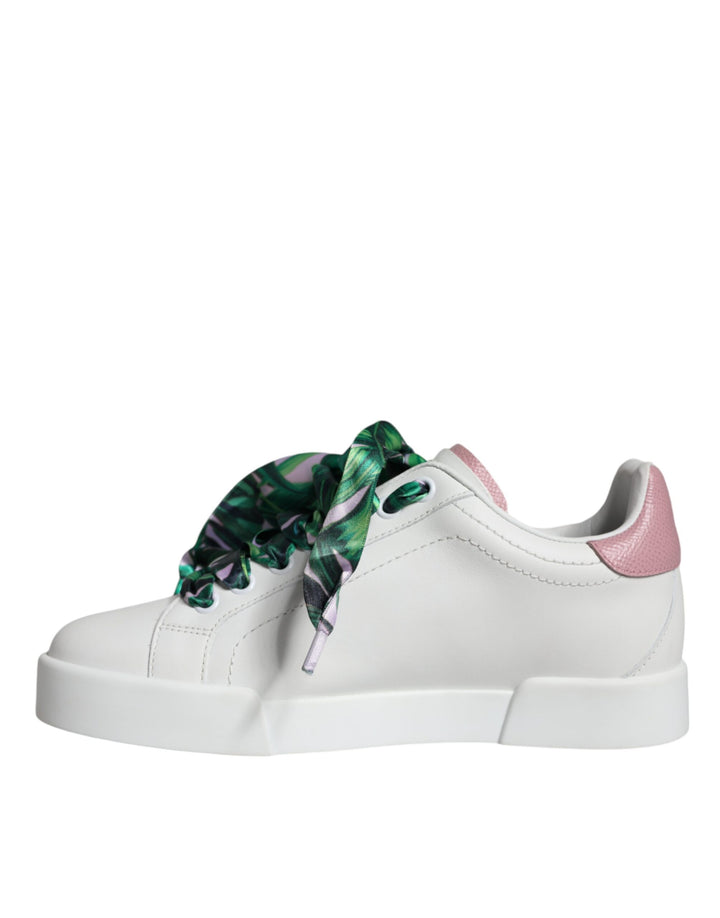 Dolce & Gabbana White Leather Portofino Low Top Sneakers Shoes