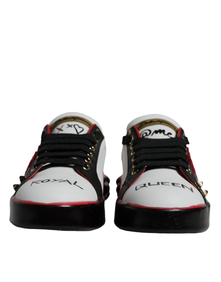 Dolce &amp; Gabbana White Red Crystals Leather Portofino Sneakers Shoes by Dolce &amp; Gabbana outlet now on sale
