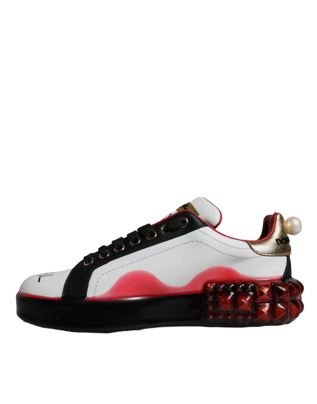 Dolce &amp; Gabbana Sample Sale Dolce &amp; Gabbana White Red Crystals Leather Portofino Sneakers Shoes - | Designer outlet