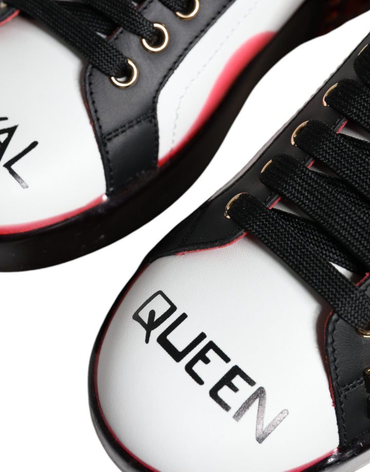 Dolce &amp; Gabbana Sample Sale Dolce &amp; Gabbana White Red Crystals Leather Portofino Sneakers Shoes - | Designer outlet