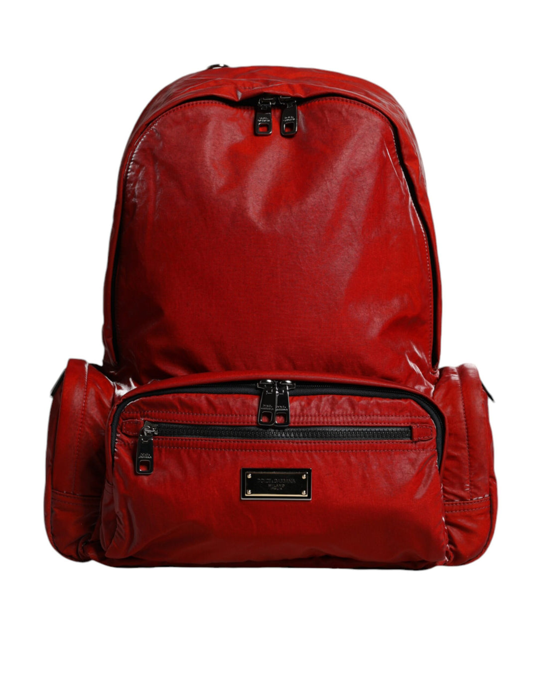 Dolce & Gabbana - Dolce & Gabbana Red Patent Leather Logo Plaque Backpack Bag - BAG4114 - Ask Me Wear