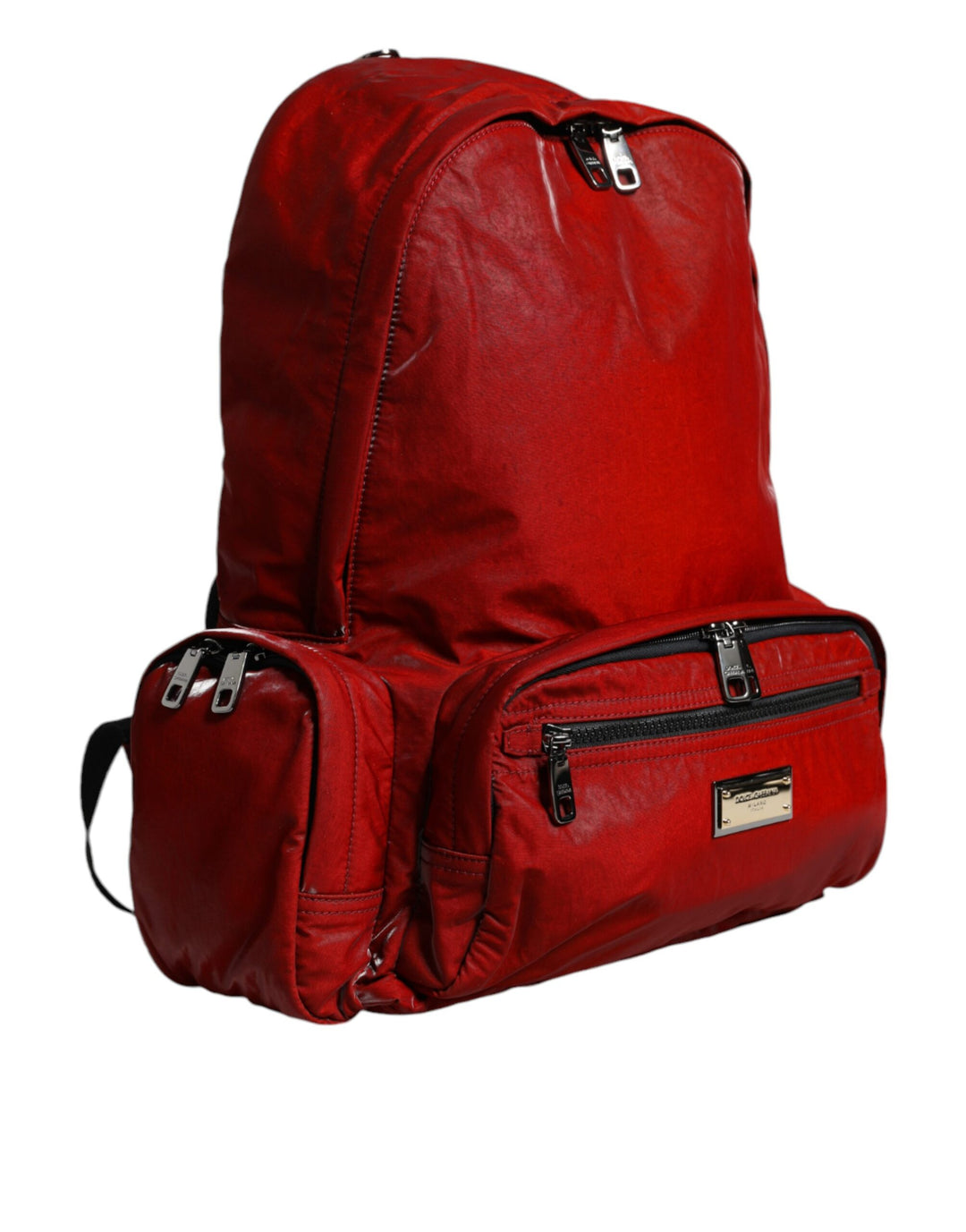 Dolce & Gabbana - Dolce & Gabbana Red Patent Leather Logo Plaque Backpack Bag - BAG4114 - Ask Me Wear